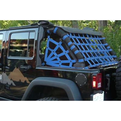 DirtyDog 4x4 Rear Upper Cargo Netting with Spider Sides (Blue) - J4NN07RSBL